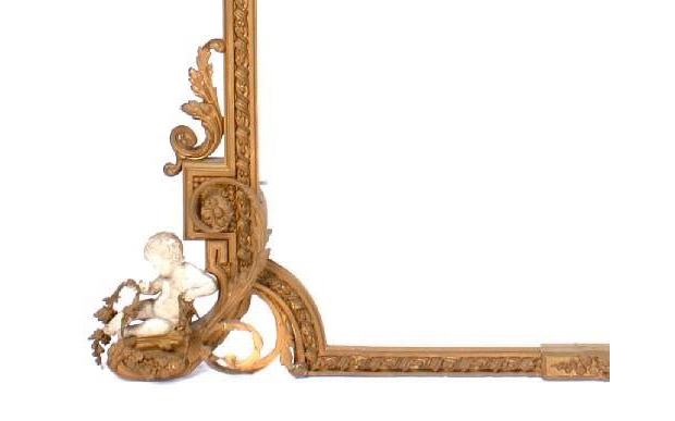 19th Century Louis XV Style Giltwood Mirror with Grey Cherubs