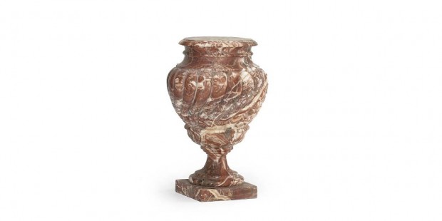 Continental Baroque Style Urn Form Variegated Rouge Marble Pedestal
