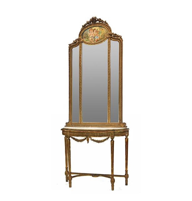 Louis-XVI-style-painted-and-parcel-gilt-console-table-and-mirror-1