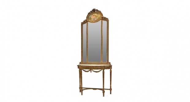 Louis-XVI-style-painted-and-parcel-gilt-console-table-and-mirror-2