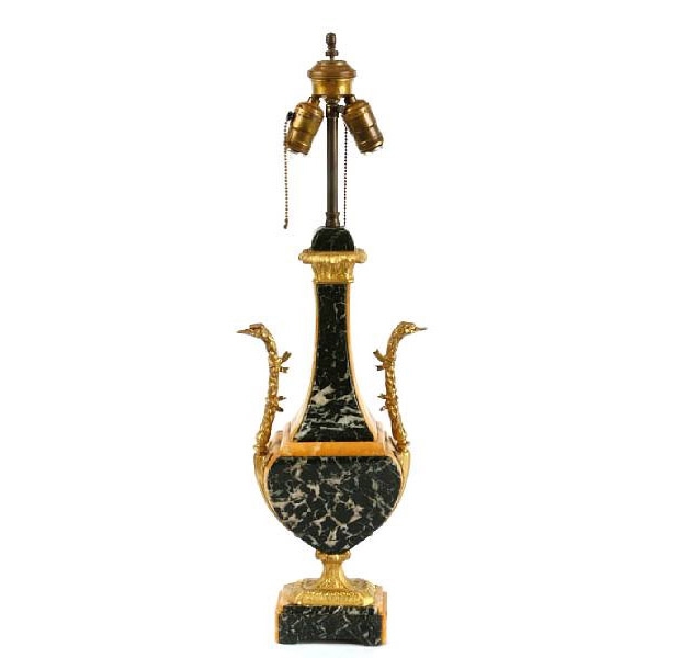 Neoclassical Gilt Bronze Mounted Marble Table Lamp