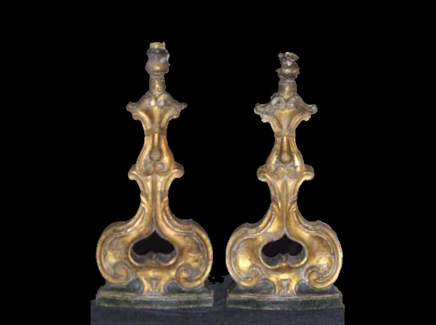 Spanish Baroque Carved Giltwood Candlesticks