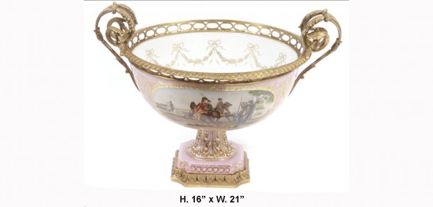 Louis XV Style Gilt Bronze Mounted Porcelain Compote