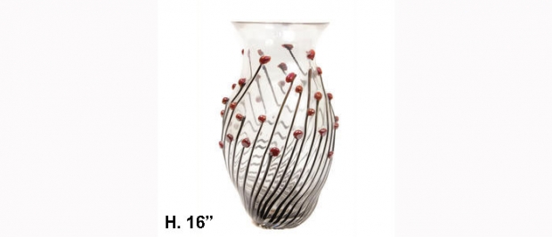 Zanotti glass vase with applied berry decoration