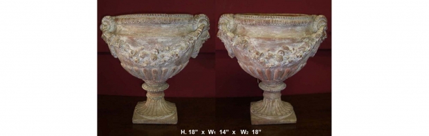Pair L19 E20 Italian Neoclassical Terracotta Garden Urns