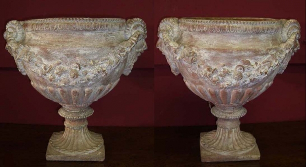 Pair L19 E20 Italian Neoclassical Terracotta Garden Urns c
