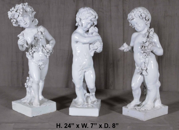Set 3 Italian White glazed terracotta figures (1)