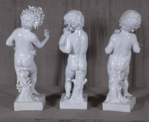 Set 3 Italian White glazed terracotta figures