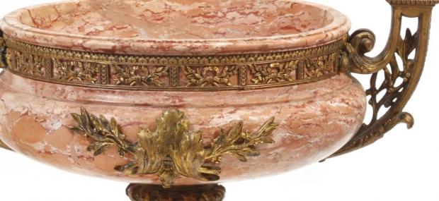 19c Italian neo classical style gilted bronze marble urn (2)