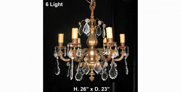 CH30 Antique French Regence style bronze 6 light chandelier