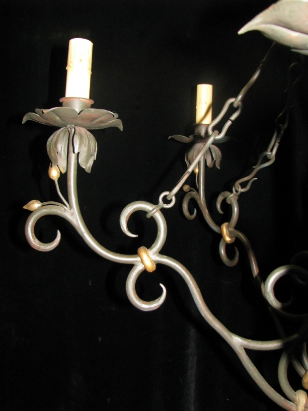 CH31 Impressive Art Nevo style hand forged wrought iron 6 light chandelier (2)