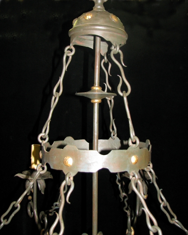 CH31 Impressive Art Nevo style hand forged wrought iron 6 light chandelier (3)