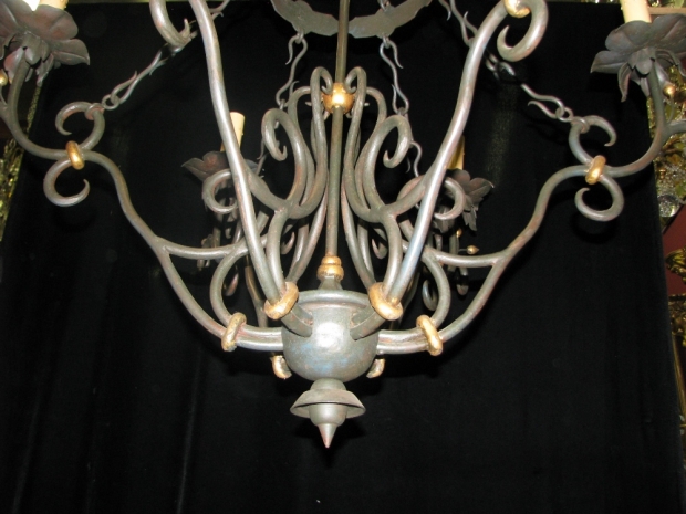 CH31 Impressive Art Nevo style hand forged wrought iron 6 light chandelier (4)
