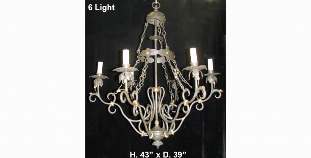 CH31 Impressive Art Nevo style hand forged wrought iron 6 light chandelier