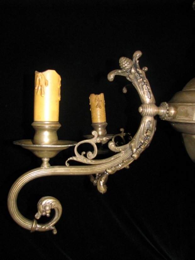 CH35  Unique 19c Italian silvered bronze 6 light chandelier (1)