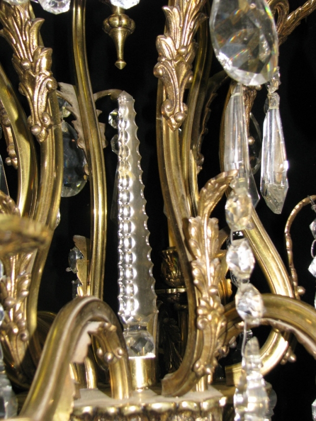 CH93 French cut crystal and gilt bronze 6 light chandelier (2)