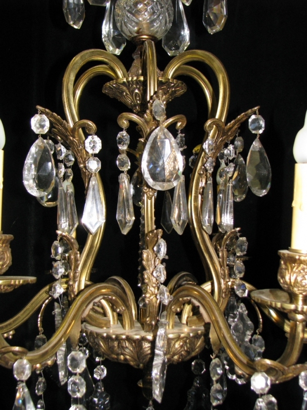 CH93 French cut crystal and gilt bronze 6 light chandelier (3)