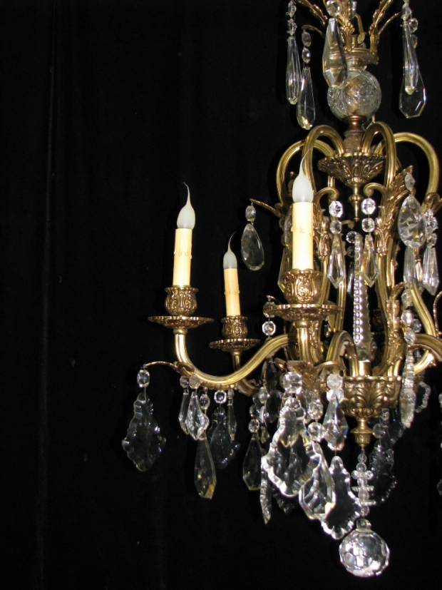 CH93 French cut crystal and gilt bronze 6 light chandelier (6)