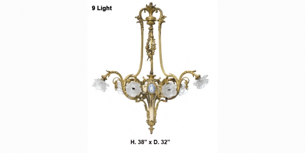 Extremely fine 19c French oromlu and marble with wedgewood plaques 9L chandelier