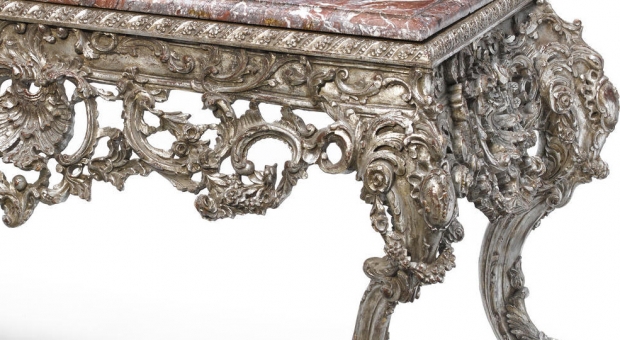 Impressive Large French Regence style carved silvered wood console (1)
