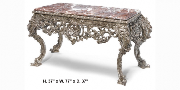 Impressive Large French Regence style carved silvered wood console