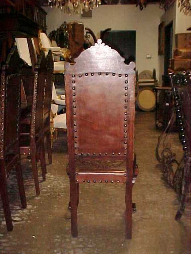 Set -12  Baroque Style Leather Dining Chairs back dtl