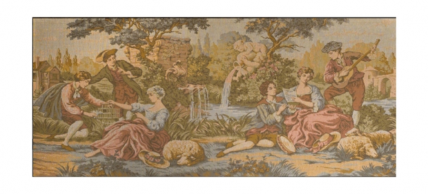 Copy of TAP-2200  Mid 20c French Machine made tapestry of romantic garden scene