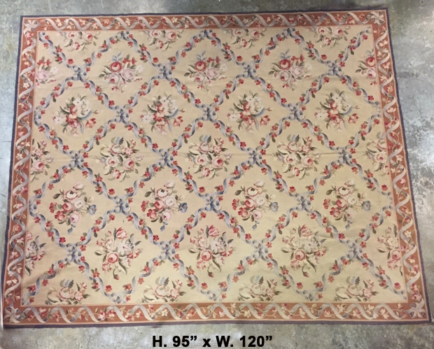 TAP-2820  Second half 20C Large French needlepoint floral motif rug