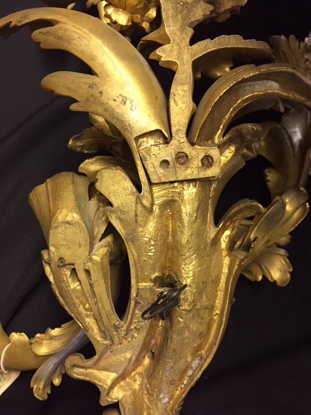 Extremely fine 19c louis XV style 3 light sconces (12)