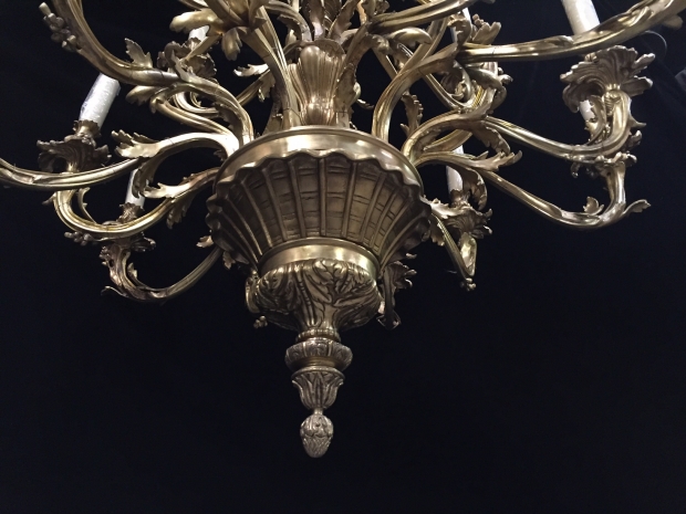Impressive Pair French Louis XV style bronze 18 light chandelier (8)