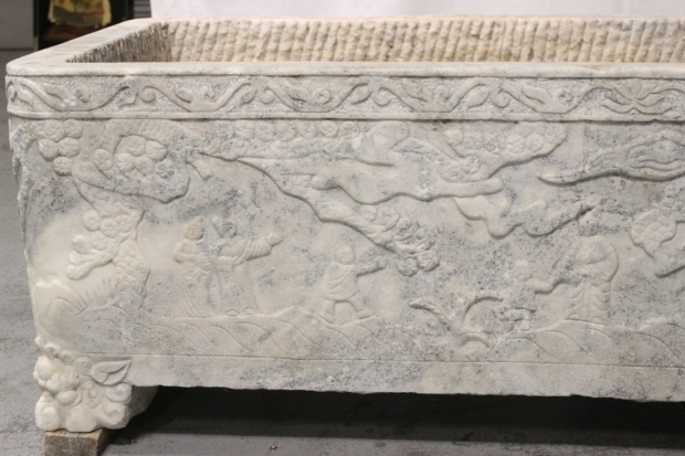 Large Impressive 18-19c Italian carved marble planter (8)