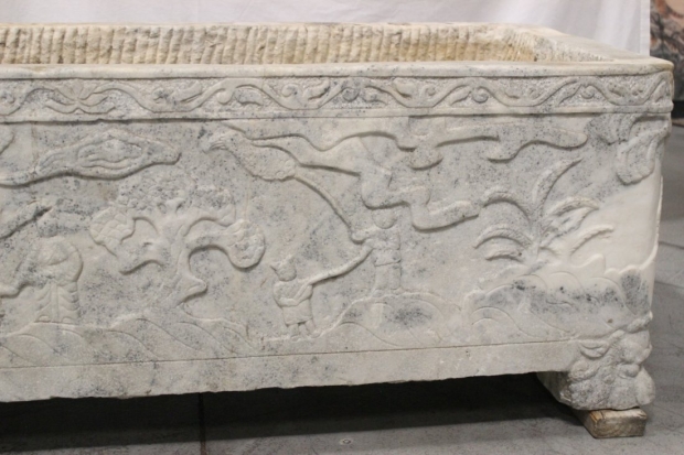 Large Impressive 18-19c Italian carved marble planter (9)
