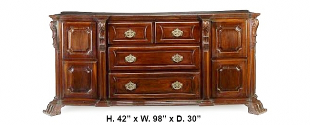 18 c. Portuguese Baroque Style Jacaranda wood Credenza with side doors (4)